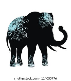 The silhouette of the elephant