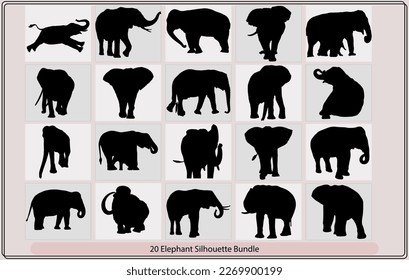 silhouette of elephant with baby elephant,Elephant collection - vector silhouette,silhouette elephants in different poses