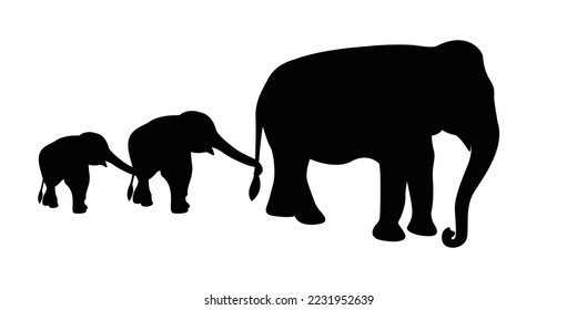 silhouette of an elephant with a baby elephant-vector illustration