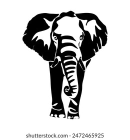 Silhouette of elephant. Black and white vector illustration design. African elephant. Logo. African animal.