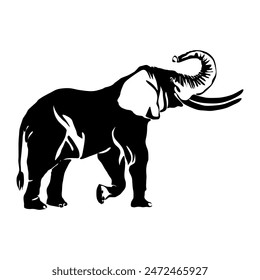 Silhouette of elephant. Black and white vector illustration design. African elephant. Logo. African animal.
