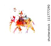 The silhouette of the elephant collected from various elements of a flower ornament.