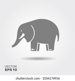 Silhouette of a elephant. Flat vector icon