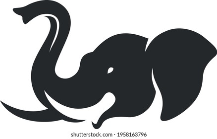 Silhouette of Elephant Head Simple Design