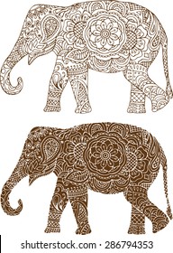 silhouette of a elephant in the Indian mehendi patterns
