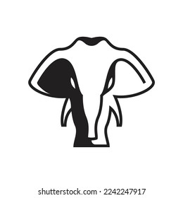 silhouette of elephant with large tusk logo vector