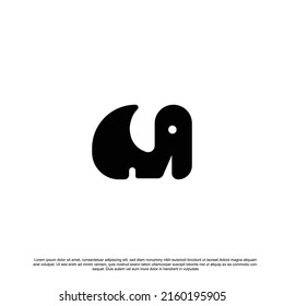 Silhouette elephant logo design vector