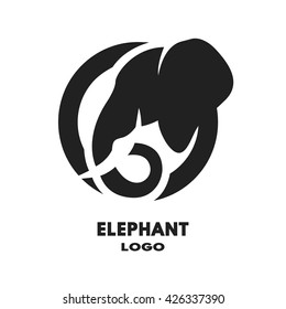 Silhouette of the elephant, monochrome logo.