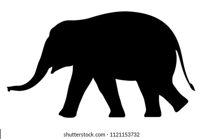 Silhouette elephant on white background. Vector illustration.