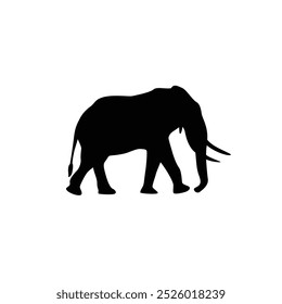 The silhouette of an elephant. Original vector illustration in vintage style isolated on white background. Hand drawn, not AI