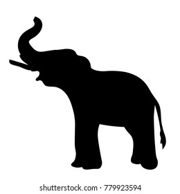 silhouette  the elephant sideways up the trunk.  vector illustration