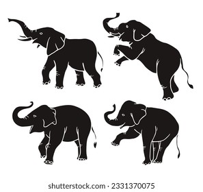 Silhouette Elefante Vektorgrafik bestehend aus drei Bildern