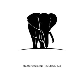 Silhouette elephent vector illustration design with black and white colour for logo, sticker etc