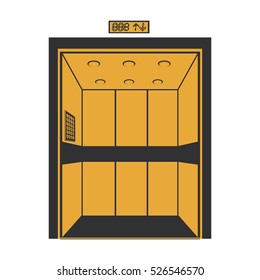 silhouette elevator with background black and yellow