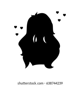 Silhouette of an elf girl. Silhouette of a hairdress. Vector illustration.