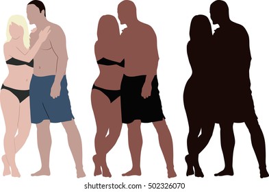 silhouette of embracing couple