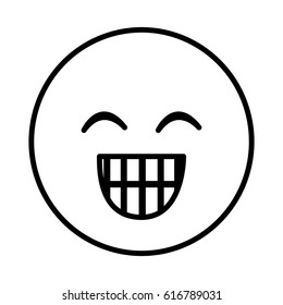 silhouette emoticon face happines expression vector illustration