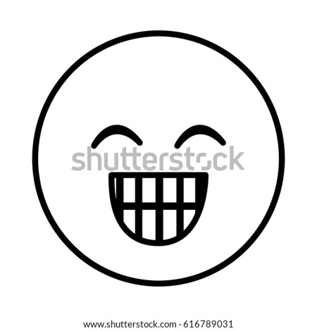 silhouette emoticon face happines expression vector illustration