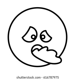 silhouette emoticon face sick expression vector illustration