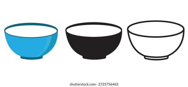 Silhouette of empty bowl. Soup bowl icon vector set. Bowl vector symbol. Vector illustration.