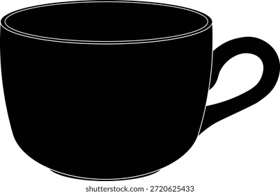 Silhueta de um vetor de copo de caneca de café vazio. 