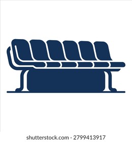 Silhouette of empty soccer bench seat in stadium, minimalist vector illustration