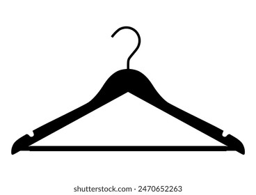 Silhouette of an empty wooden clothes hanger. Vector without gradients and other effects.