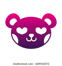 silhouette enamored bear head cute animal