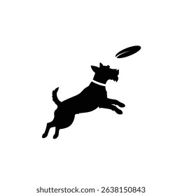 Silhouette: Energetic Dog Leaping for Frisbee  Canine Action