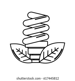 silhouette energy save bulb with leaves icon