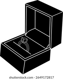 Silhouette of Engagement Ring in Red Jewelry Box