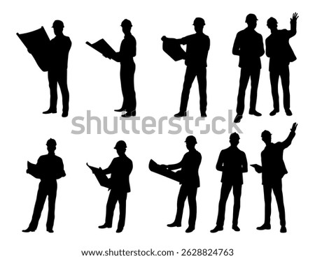 Silhouette of Engineer or Architect reviewing project plans
