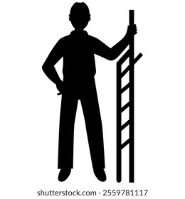 Silhouette of an Engineer Holding a Blueprint