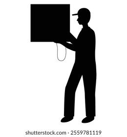 Silhouette of an Engineer Holding a Blueprint