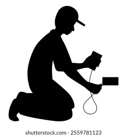 Silhouette of an Engineer Holding a Blueprint