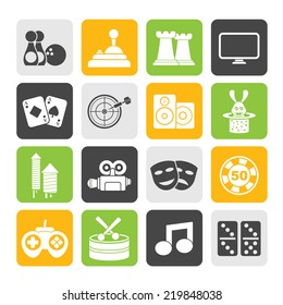 Silhouette entertainment objects icons - vector icon set