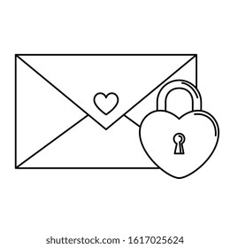 silhouette of envelope closed with padlock vector illustration design