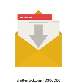 silhouette envelope open mail arrow down