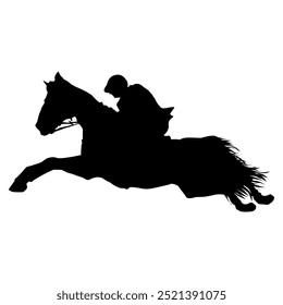 Silhouette of an equestrian athlete jumping on a transparent background. Perfect for stickers, icons, tattoos, logos