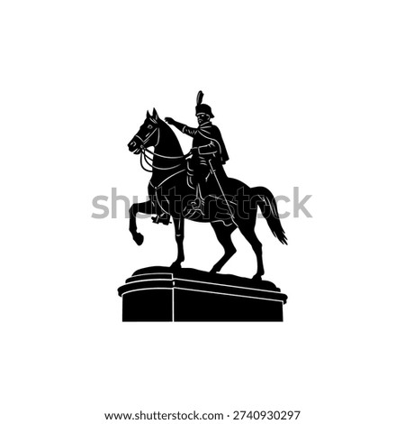 Silhouette of the equestrian statue of Andrew Jackson, a historical monument in a park
