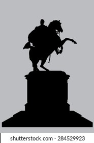 Silhouette Equestrian Statue of Bolivar in Caracas Venezuela