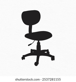 Silhouette of an ergonomic office chair with headrest, armrests, and rolling base, ideal for workspace and productivity themes