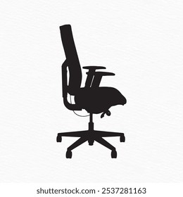 Silhouette of an ergonomic office chair with headrest, armrests, and rolling base, ideal for workspace and productivity themes