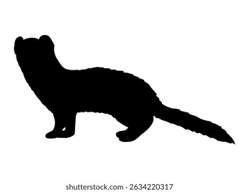 Silhueta de um arminho. Animais selvagens do Ártico. Mustela erminea. Animal vetorial realista