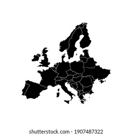 silhouette of Europe. political map