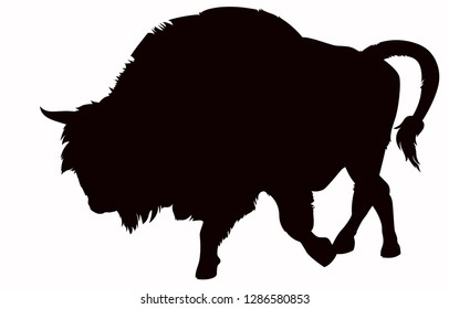 Silhouette of European bison. Vector illustration