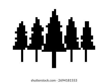 Silhouette of Evergreen Trees Forming a Small Forest in a Grouping