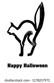 Silhouette of an evil cat. Attribute of Halloween. Illustration vector