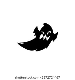 Silhouette of evil ghost on white background