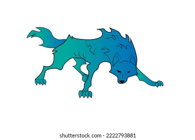 Silhouette of an evil wolf on a white background, illustration, vector